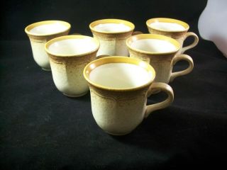 Set Of 6 Vtg Coffee Cups Mugs By Mikasa Whole Wheat E8000 Made In Japan