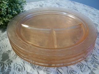4 Macbeth - Evans Pink Dogwood Depression Glass 10 3/8 " Grill Plates From 1929