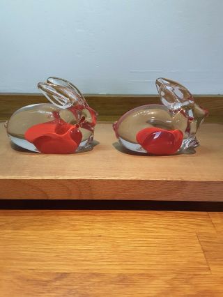 Unusual Murano Italian Art Glass Abstract Rabbits