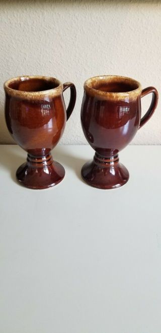 Vintage Set Of 2 Hull Pottery Brown Drip Irish Coffee Mugs 5