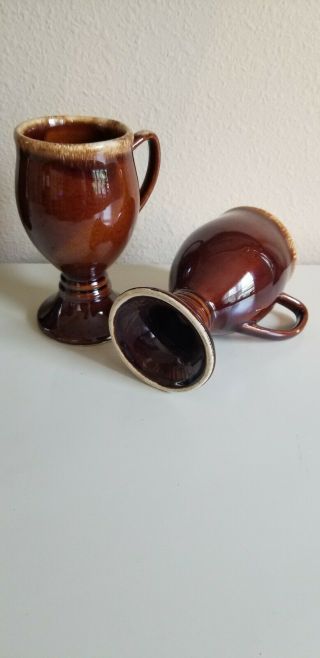 Vintage Set Of 2 Hull Pottery Brown Drip Irish Coffee Mugs 6