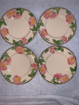 Set: 4 Franciscan China Desert Rose Pattern 8 Inch Salad Plates England Stamped