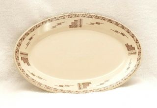 Wallace China - Aztec Pattern - 10 1/2 Inch Oval Plate - Rare