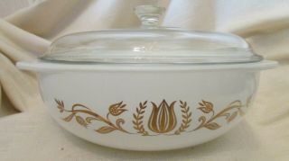 Vintage Pyrex 2 Qt.  Golden Tulip 024 Casserole Dish With 624 - C Lid Made In Usa