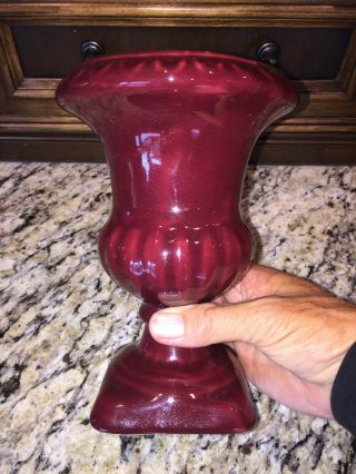 Camark Round Vase Planter Maroon Camden Arkansas Art Nouveau Deco Pedestal Base 2