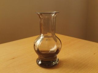 Vintage Small Wedgwood Smokey Grey Glass Vase Etched On Base.