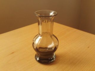 Vintage Small Wedgwood Smokey Grey Glass Vase Etched on base. 2