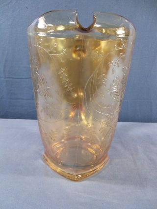 Vintage Large Jeannette Glass Marigold Iridescent Floragold Louisa Pitcher 2 2
