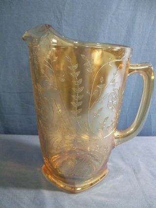 Vintage Large Jeannette Glass Marigold Iridescent Floragold Louisa Pitcher 2 3