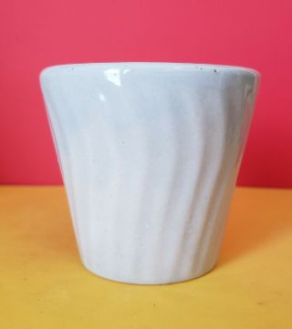 Vintage U.  S.  Pottery.  Small Yellow Gray Potttery Flower Pot,  Bauer Style.  Mc Coy