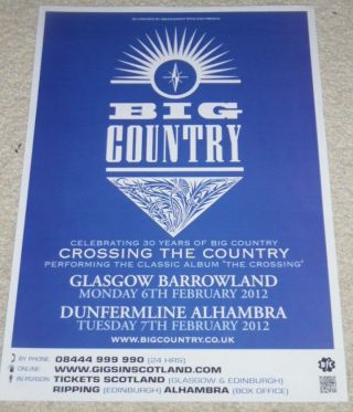 Big Country - Feb 2012 Live Music Show Memorabilia Concert Gig Tour Poster