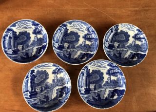 Vintage Copeland Spode England Blue Italian Small Dishes Coaster Size