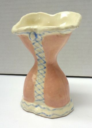 Vintage Brayton Laguna California Pottery 4½ " Pink Corset Planter / Vase