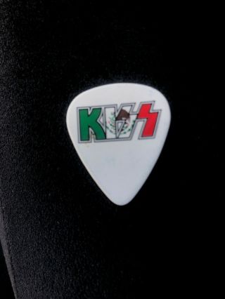 Kiss Tour Signed Mexico Flag Logo Guitar Pick Gene Simmons Rare Rock Bass Demon