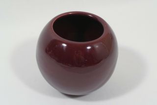 Rare Vintage Mcm Haeger Orb Ball Vase Burgundy Maroon Crimson Dark Red