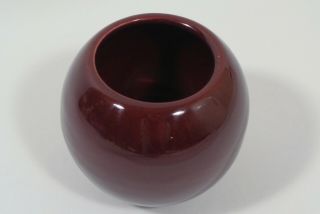 RARE Vintage MCM Haeger Orb Ball Vase Burgundy Maroon Crimson Dark Red 2