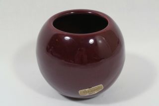 RARE Vintage MCM Haeger Orb Ball Vase Burgundy Maroon Crimson Dark Red 3