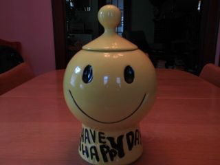 Mccoy Have A Happy Day Cookie Jar Smiley Face 1970s Vintage