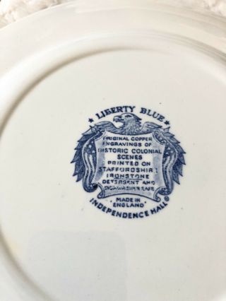 Liberty Blue Stafordshire Ironstone Independence Hall (3) 10” Dishes Plates 3