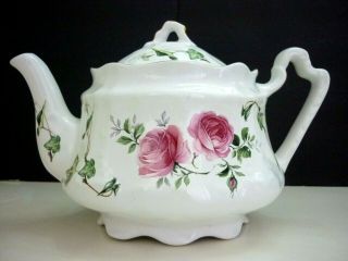 Staffordshire England Arthur Wood & Son,  White Floral Coffee Tea Pot