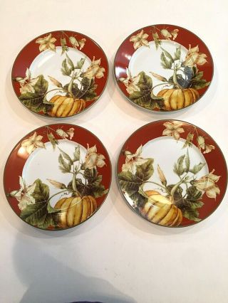 Williams Sonoma Botanical Pumpkin Salad Dessert Plate Set Of 4