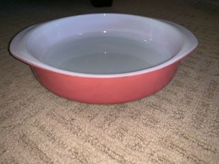 Vintage Pyrex 221 Flamingo Pink 8 " Round Cake Pan Glass Dish 1 - 1/2 Qt Usa Handle