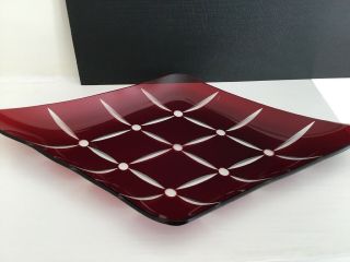 Vintage Red Chance Diamond Shape Glass Dish