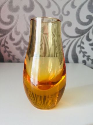 Vintage Whitefriars Flc Amber Glass Vase G.  Baxter