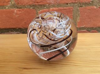 Langham Large Swirl Glass Paperweight / Art Glass