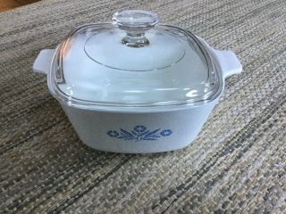 Vintage Corning Ware Casserole Dish 2.  5 Quart With Lid Blue Corn Flower