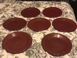 Fiestaware Dinner Plates,  Set Of 7 Claret (maroon),  And In
