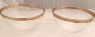 2 Glass Bowls 3 " Tall X 5.  5 " Diameter Hammered Look With 3/8 " Gold Rim