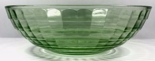 Vintage Green Uranium Depression Glass Block Optic 8” Salad Bowl.