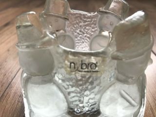 Nybro Glass Crystal Sweden Snowman Candle Holder Votive Tea Light Swedish Xmas 3