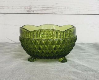 Vintage Green Depression Glass Footed Bowl/candy Dish
