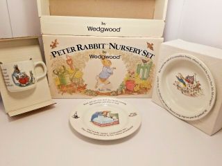 Beatrix Potter Peter Rabbit 3 Piece Nursery Set By Wedgwood - England