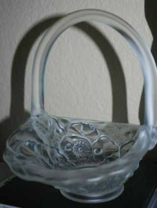 Vintage Fenton Art Glass Crystal Velvet 7 " Water Lily Basket 8434ve
