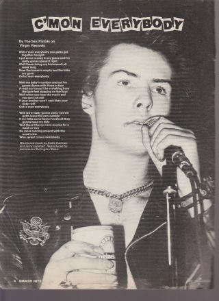 Sid Vicious - Sex Pistols - C,  Mon Everybody - Poster Advert 1979