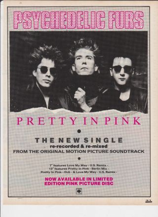 Psychedelic Furs - Pretty In Pink - Poster Advert 1980s