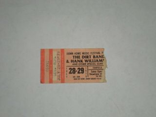 Hank Williams & The Dirt Band Nitty Gritty Concert Ticket Stub - 1979 - Fairfield,  Ia