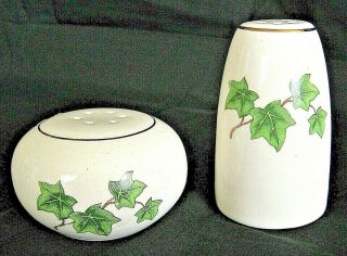 Vintage Paden City Pottery Set Of Salt & Pepper Shakers: Ivy Pattern,  Gold Trim
