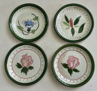 4 Vintage Stangl Art Pottery Flower Pattern Coasters
