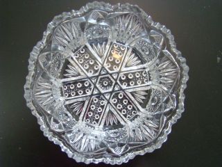Vintage Imperial Nu - Cut Bowl Scalloped Edge 7 " Pressed Glass Near