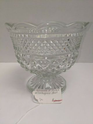 Anchor Hocking Wexford Crystal 8 " Footed Centerpiece Bowl Scalloped Rim -