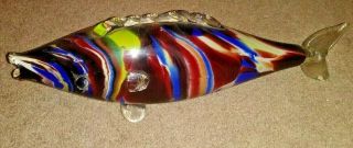 Rare Collectable Murano Fish Multi Colour Glass