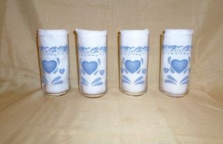 Blue Heart Drinking Glasses Tumblers Set Of 4 Corelle
