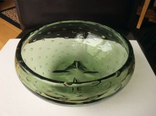 Vintage Whitefriars Sea Green Controlled Bubbles ‘lobed Bowl’,  Ref:9384,  C1950s.