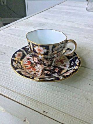 Vintage Flat Cup & Saucer Set Traditional Imari 2451 By Royal Crown Derby