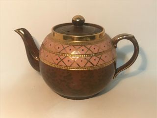 Arthur Wood Brown And Gold Teapot - Made In England