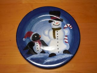 Tabletops Unlimited Snow Friends Set Of 4 Salad Plates 8 5/8 " Blue
